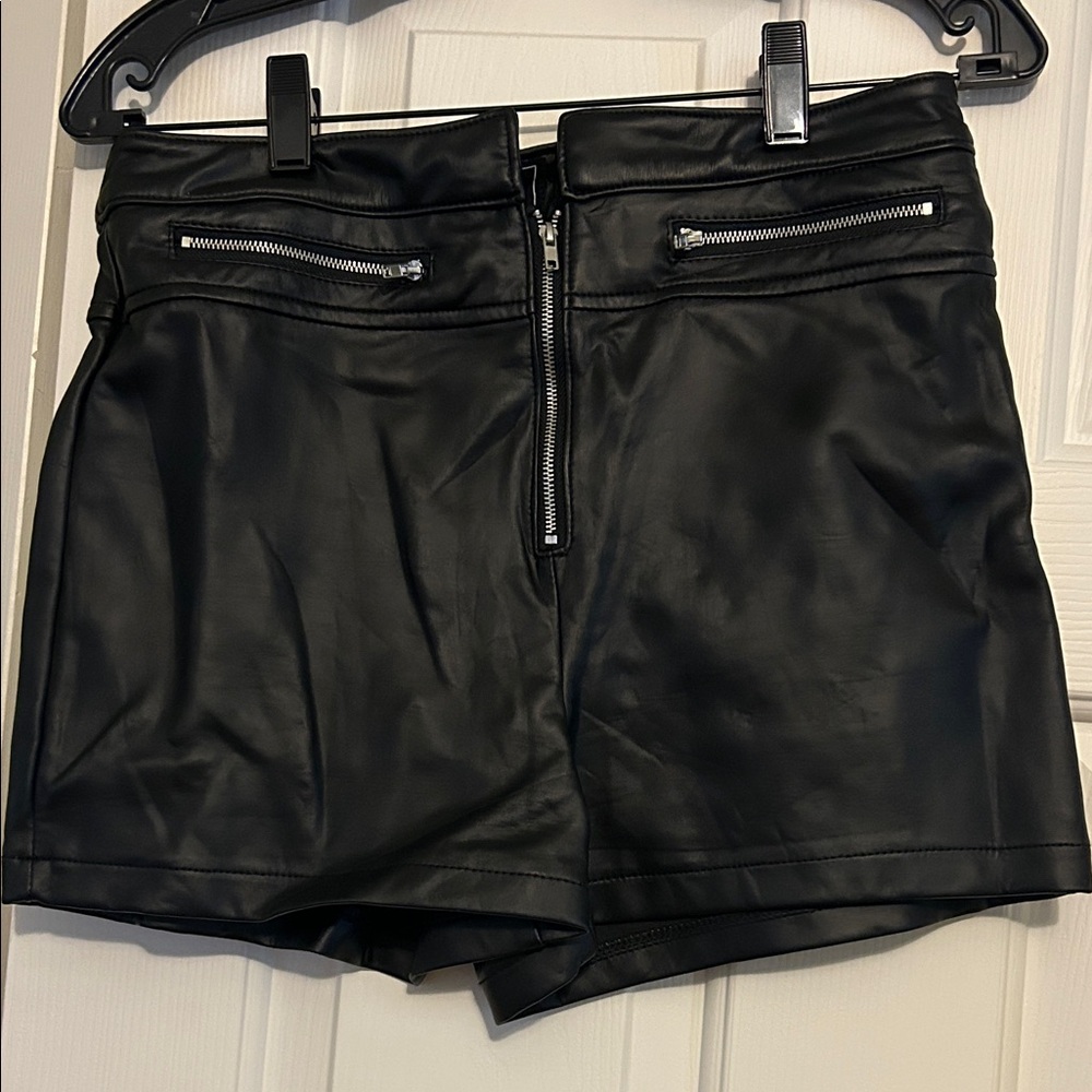 Windsor Black Faux Leather High Waist Shorts